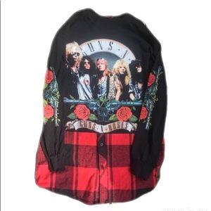 Rock Guns and Roses Flannel plaid shirt